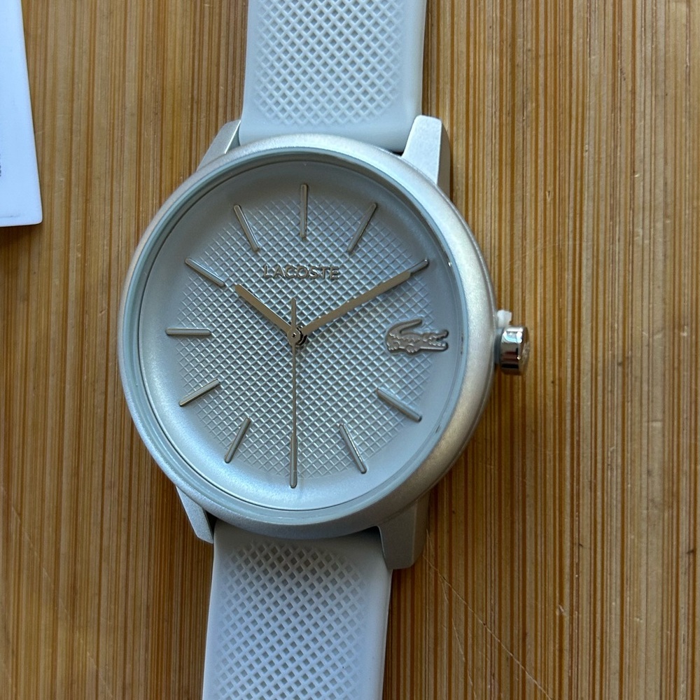 Lacoste Watch 42mm Silver Grey Face & Light Grey Silicone Band - Picture 4 of 6